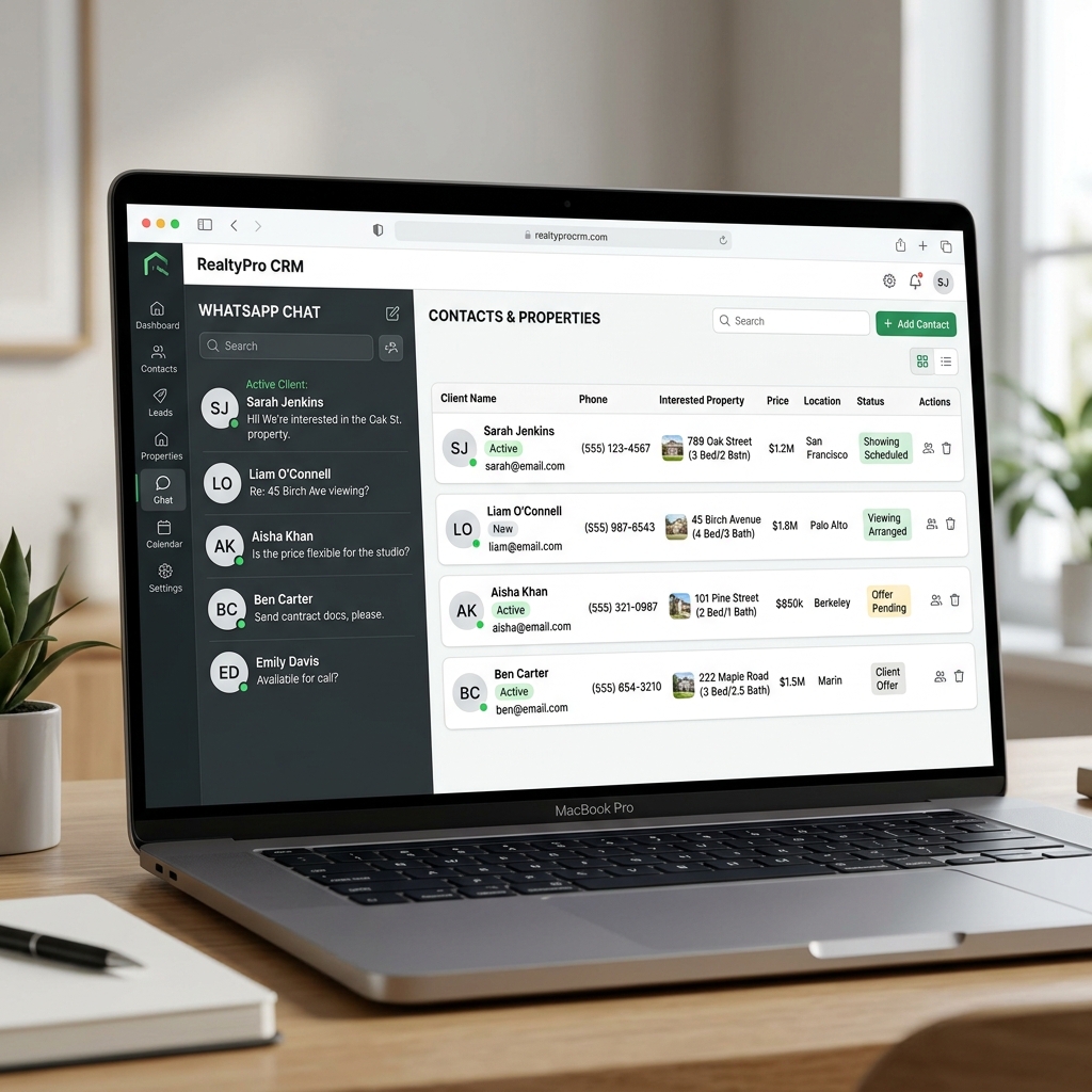 WhatsApp CRM Dashboard mockup