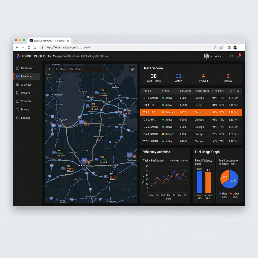 Fleetx web portal mockup
