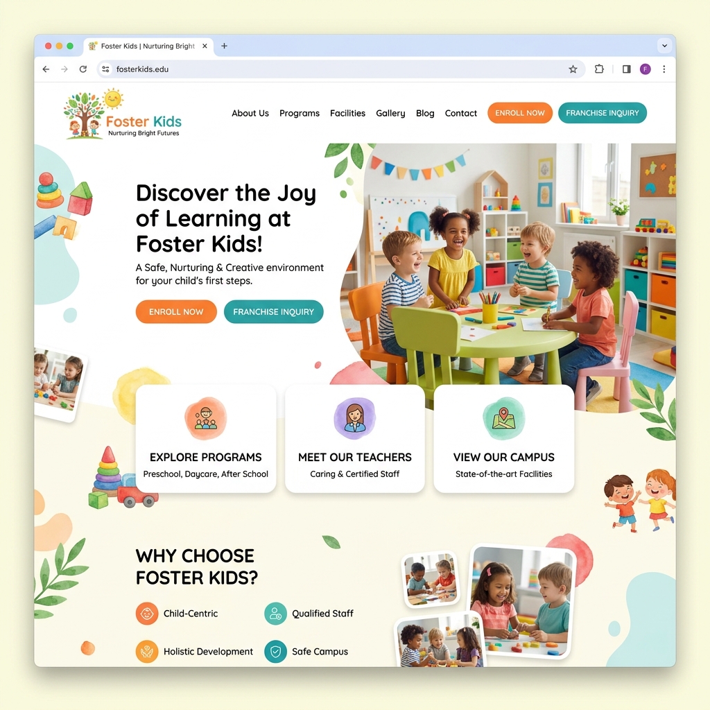 Foster Kids modern website mockup